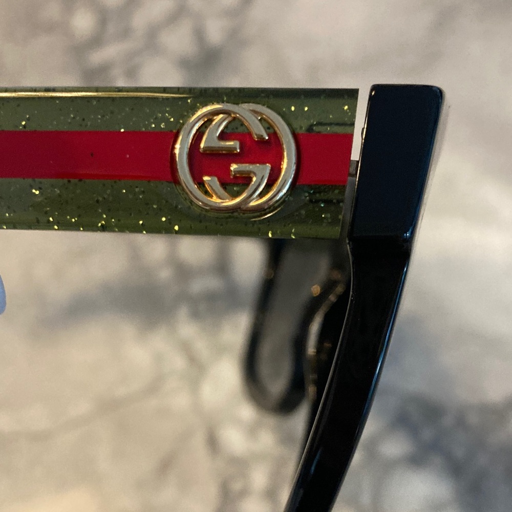 Gucci Black Sunglasses with Red and Green Detail
